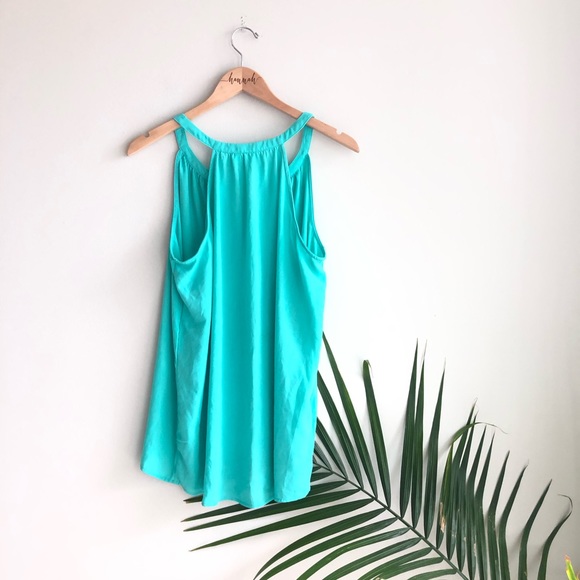 Tacera V-Neck Polyester Tank Top Blouse Teal 4661 - Picture 8 of 9